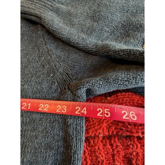 Vintage Chaps Mens XXL Sweater Navy 1/4 Button Elbow Patch Ribbed Hem Neck & Arm - Picture 11 of 12